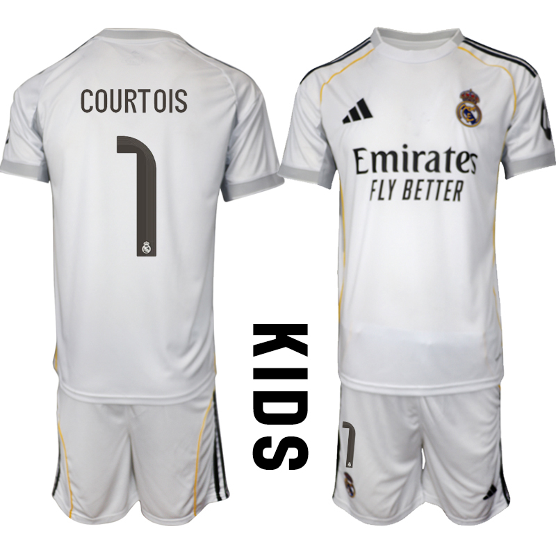 Youth 2025-2026 Club Real Madrid home white #1 Soccer Jersey  01